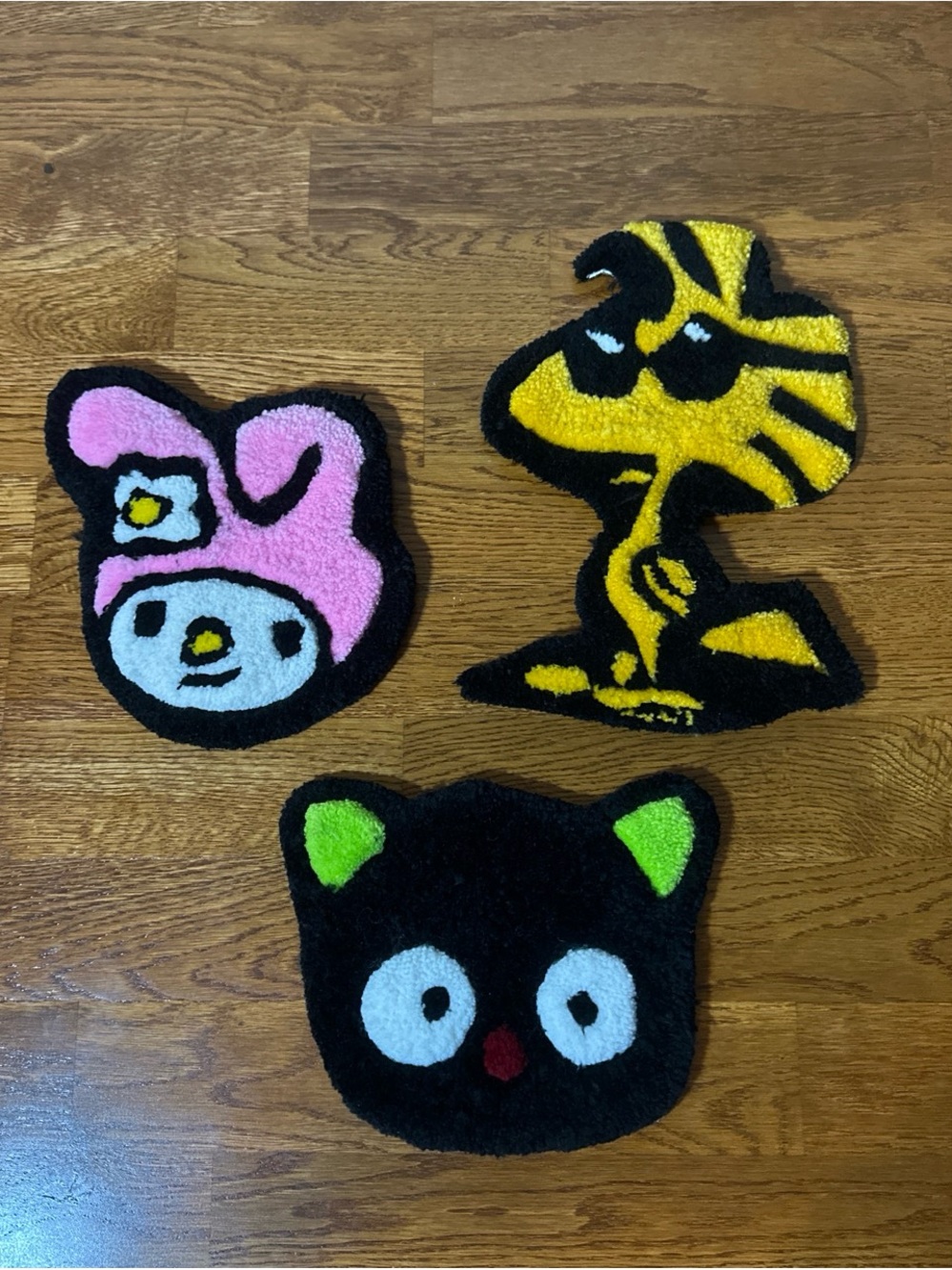Hand Made / Hand Tufted Peanuts Kuruomi Hello kitty rugs Bundle of 3